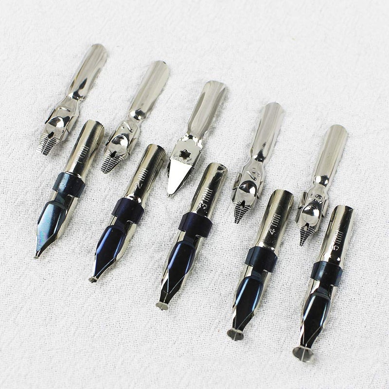 FEATTY GIFTS Calligraphy Pen Set,12-Piece Kit, 5 Nib & 5 Ink Set,Writing Quill Pen,Anitque Dip Feather Pen Set (wood+feather) - Image 4